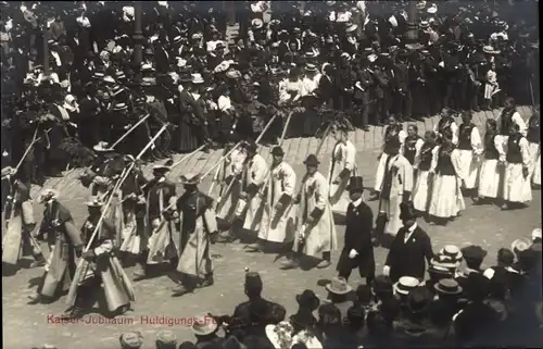 Ak Wien, Kaiser-Jubiläums-Huldigungs-Festzug, Fest, 1908, Menschen in Trachten