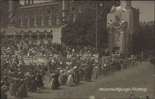 Ak Wien, Kaiser-Jubiläums-Huldigungs-Festzug, Fest, Löwe-Denkmal