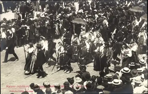 Ak Wien, Kaiser-Jubiläums-Huldigungs-Festzug, Fest, 12. Juni 1908, Nationalitäten-Gruppe