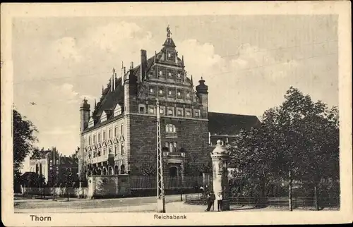 Ak Toruń Thorn Westpreußen, Reichsbank, Litfaßsäule