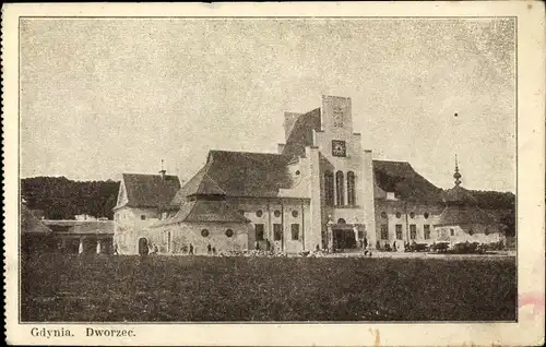 Ak Gdynia Gotenhafen Pommern, Bahnhof