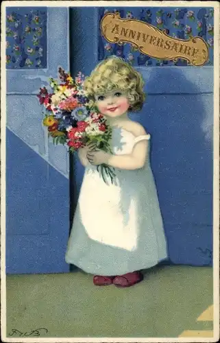 Künstler Ak Baumgarten, Fritz, Mädchen mit Blumenstrauß, Meissner & Buch 2993