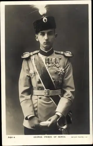 Ak Prinz Georg von Serbien, Portrait in Uniform