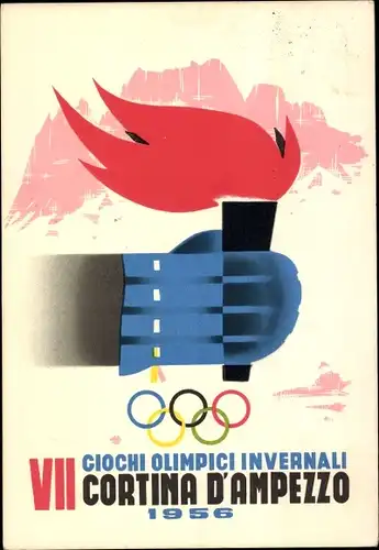 Künstler Ak Cortina d'Ampezzo Veneto, Ciochi Olimpici Invernali 1956, Olympische Spiele