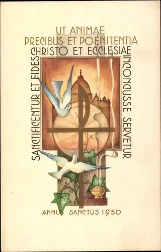 Ak Vatikan, Petersdom, Tauben, Ut Animae Precibus et Poenitentia, Annus Sanctus 1950