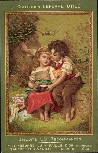 Künstler Ak Reklame, Biscuits Levefre-Util, Kinder mit Keksen