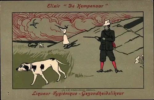Ak Reklame, Elixir De Kempenaar, Hygienic Liqueur, Jagdszene