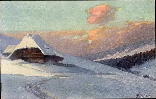 Künstler Ak Reiss, Fritz, Winter im Schwarzwald