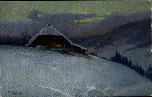 Künstler Ak Reiss, Fritz, Schwarzwald, Winterlandschaft