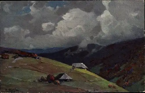 Künstler Ak Reiss, Fritz, Schwarzwald, Landschaft, Berge