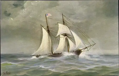 Künstler Ak Rave, Chr., Marine Galerie 281, Amerikanische Schonerbrigg, 1838