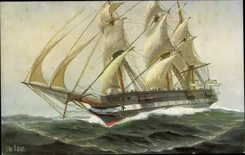 Künstler Ak Rave, Chr., Marine Galerie 282, SM Segelfregatte Niobe, 1849, Segelschiff