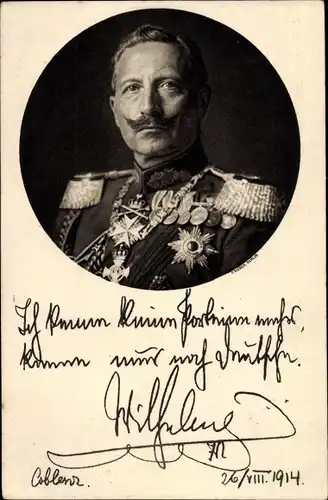 Ak Kaiser Wilhelm II., Portrait, Uniform, Orden, Ich kenne keine Parteien mehr