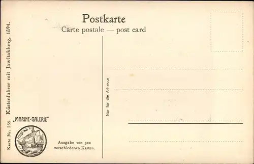 Künstler Ak Rave, Chr., Marine Galerie Nr. 255, Küstenfahrer mit Jawltaklung