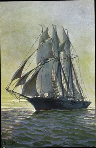 Künstler Ak Rave, Chr., Marine Galerie Nr. 256, als Schonerbark getakelter deutscher Kreuzer, 1895