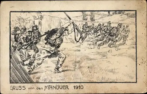 Ak Gruß aus dem Manöver 1910, KuK Armee