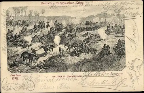 Künstler Ak Deutsch Französischer Krieg, Schlacht bei Villiers 1870