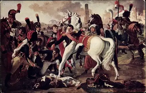 Künstler Ak Gautherot, Napoleon 1er blesse devant Ratisbonne 1809