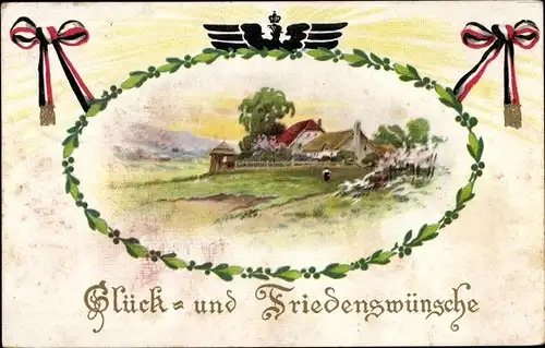 Ak Glück- und Friedenswünsche, Ortschaft, Patriotik Kaiserreich