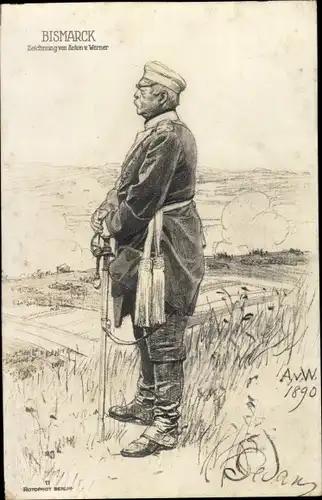 Künstler Ak v. Werner, Anton, Otto von Bismarck, Herzog zu Lauenburg, Bundeskanzler, RPH 11