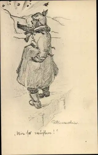 Künstler Ak Blumenschein, Deutscher Soldat im Schützengraben, I WK