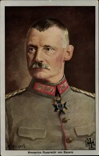 Künstler Ak Hornert, G., Kronprinz Rupprecht von Bayern, Portrait in Uniform, Orden