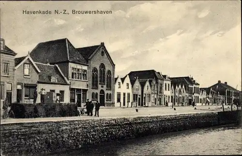 Ak Brouwershaven Zeeland, Havenkade