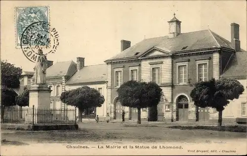 Ak Chaulnes Somme, Rathaus, Statue von Lhomond