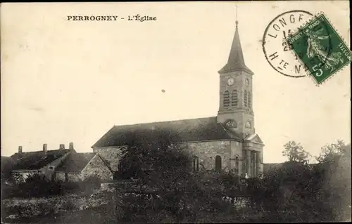 Ak Perrogney Haute Marne, Kirche