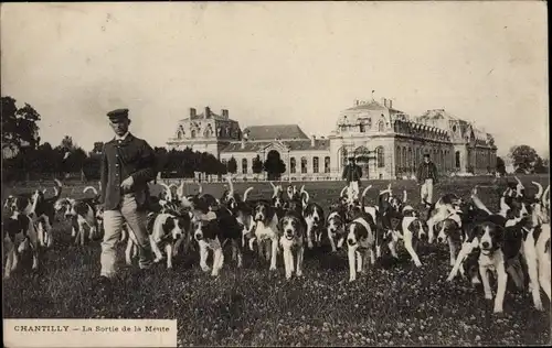 Ak Chantilly Oise, Jagd, Der Ausflug des Rudels