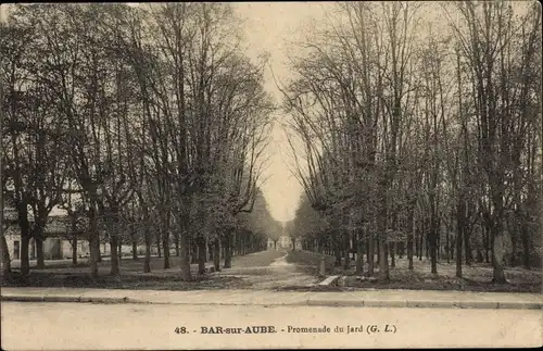 Ak Bar-sur-Aube, Promenade du Jard