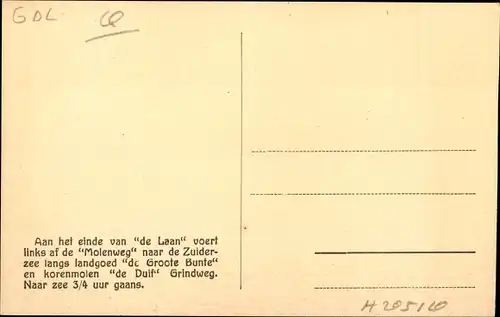 Ak Molenweg naar Zee, Landgut de Groote Bunte