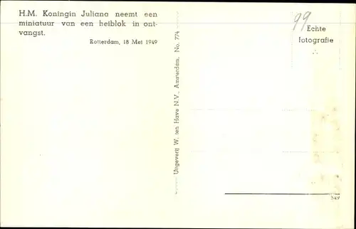 Ak Rotterdam, Königin Juliana der Niederlande, Prinz Bernhard, 1949