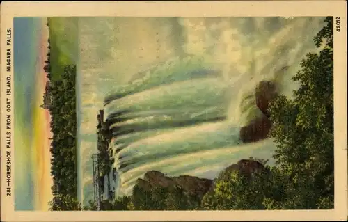 Ak Niagara Falls New York USA, Horseshoe Falls von Goat Island