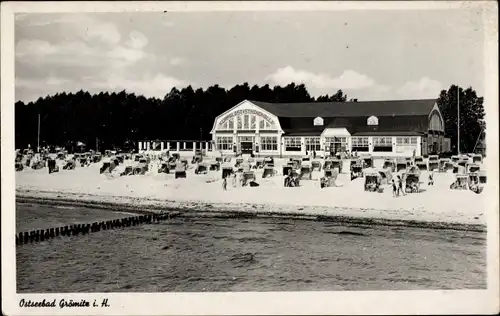Ak Ostseebad Grömitz in Holstein, Strandhalle, Strand