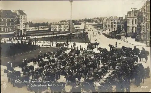 Ak Schaerbeek Schaarbeek Bruxelles Brüssel, Deutsche Maschinengewehre, Soldaten