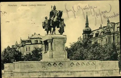Ak München, Kaiser Ludwig Denkmal