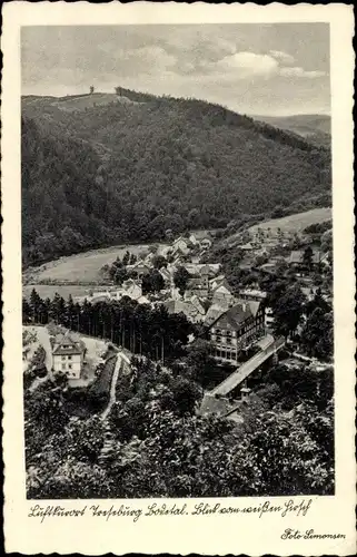 Ak Treseburg Thale im Harz, Bodetal, Blick vom weißen Hirsch