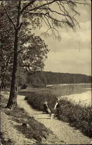 Ak Berlin Zehlendorf, Schlachtensee, Angler