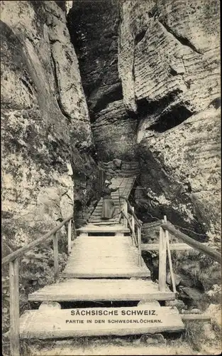 Ak Hohnstein Sächsische Schweiz, Schwedenlöcher