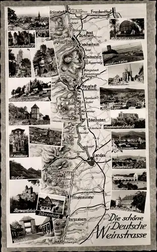 Landkarten Ak Neustadt an der Weinstraße, Bergzabern, Klingenmünster, Edenkoben, Deidesheim