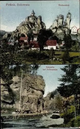 Ak Tüchersfeld Pottenstein Oberfranken, Teilansicht, Felsen, Tal