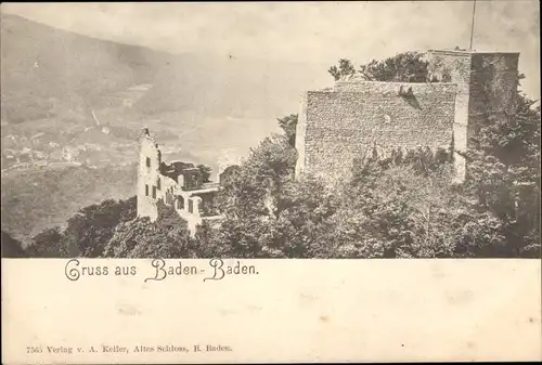 Ak Baden Baden am Schwarzwald, altes Schloss, Ruine