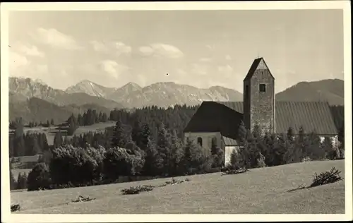 Foto Ak Mittelberg im Allgäu, Kirche, Panorama