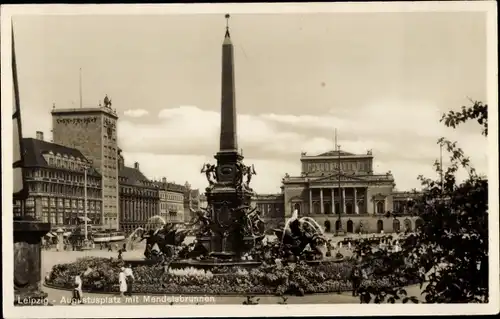 Ak Leipzig in Sachsen, Augustusplatz, Mendelsbrunnen