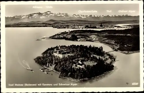 Ak Insel Mainau im Bodensee, Konstanz, Schweizer Alpen, Tödi, Altmann, Churfirsten-Kette