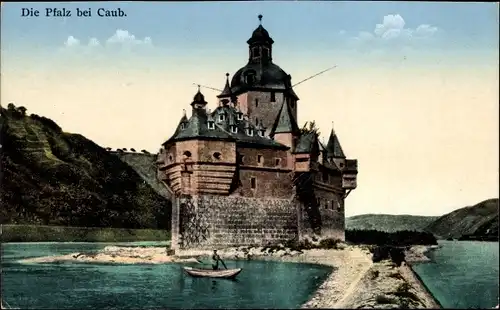 Ak Caub Kaub am Rhein, Burg Pfalzgrafenstein, Pfalz