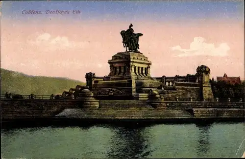 Ak Koblenz am Rhein, Deutsches Eck, Denkmal