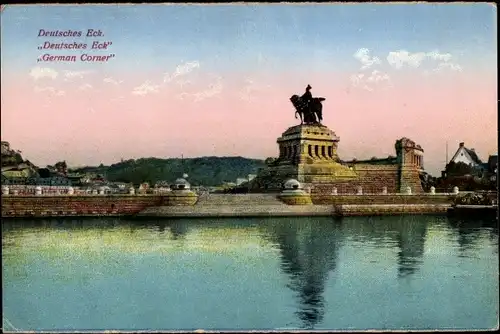 Ak Koblenz am Rhein, Deutsches Eck, Denkmal