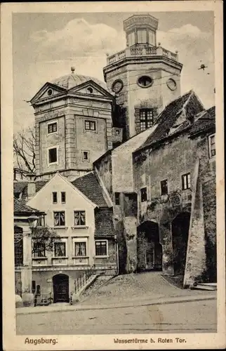 Ak Augsburg in Schwaben, Wassertürme, Rotes Tor